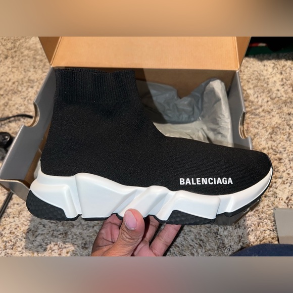 Balenciaga Black and White Sock Sneakers - Picture 5 of 5